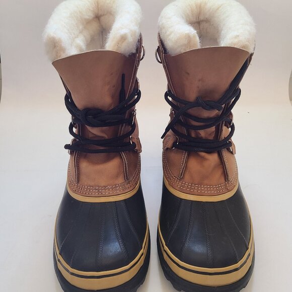 Men's 10 Sorel Caribou Waterproof Nubuck Winter Snow Boots Sorrel - Picture 2 of 11